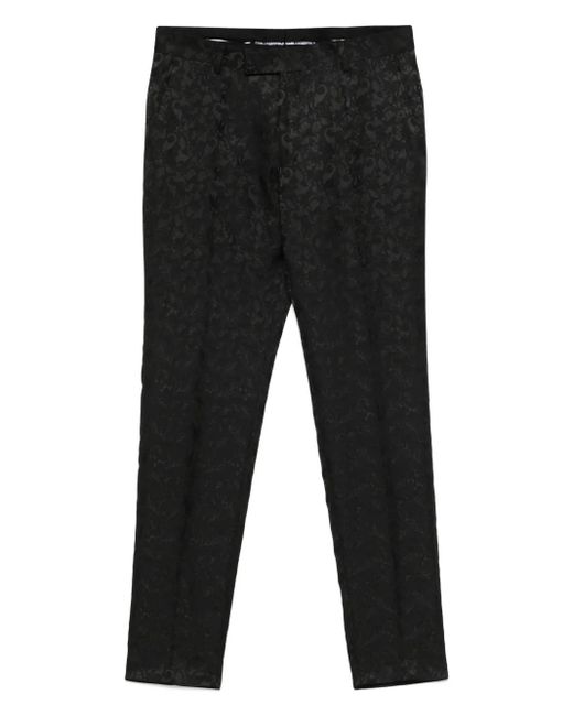 Karl Lagerfeld Black Patterned-Jacquard Trousers for men