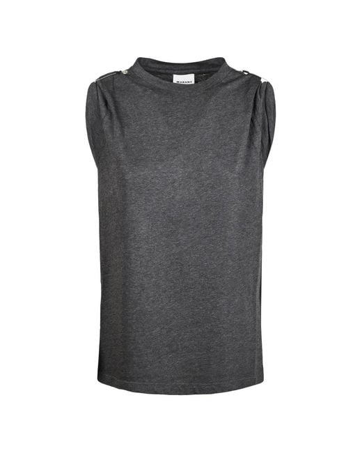 Isabel Marant Gray Mc Zelna Anthracite Shoulder Detail T-Shirt