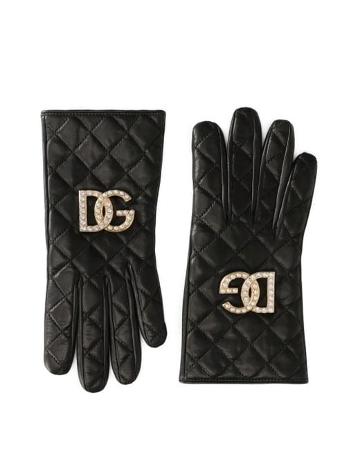 Dolce & Gabbana Black Quilted Gloves