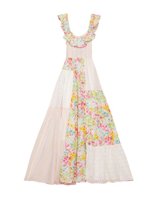 byTiMo White Floral-print Patchwork Maxi Dress