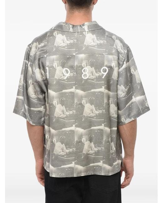 1989 STUDIO Gray Patterned Short-Sleeve Shirt for men
