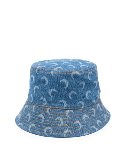 Cappello Bucket Con Stampa Moon di MARINE SERRE in Blue