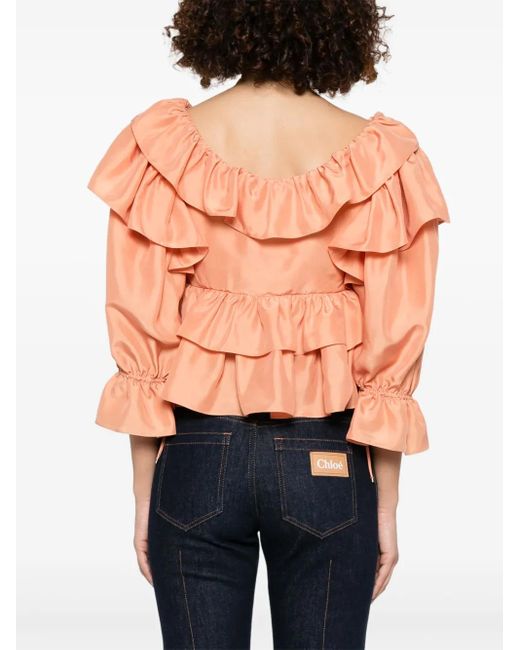 Chloé ラッフル クロップドトップ Pink