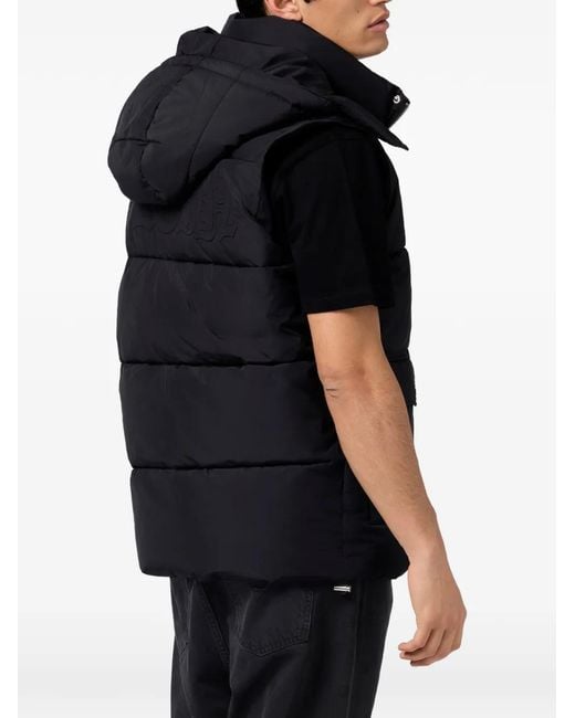 Philipp Plein Black Hooded-Puffer Gilet for men
