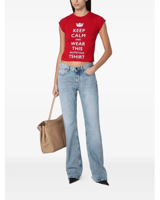 Balenciaga Red Graphic-Print Short-Sleeve T-Shirt