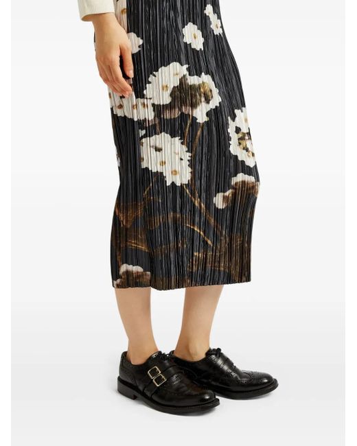 Erdem フローラル プリーツスカート Black