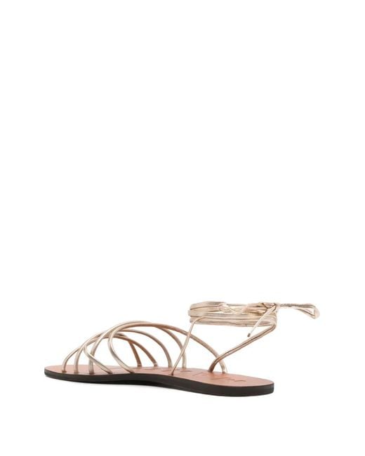 Manebí White Lace-Up Flat Sandals