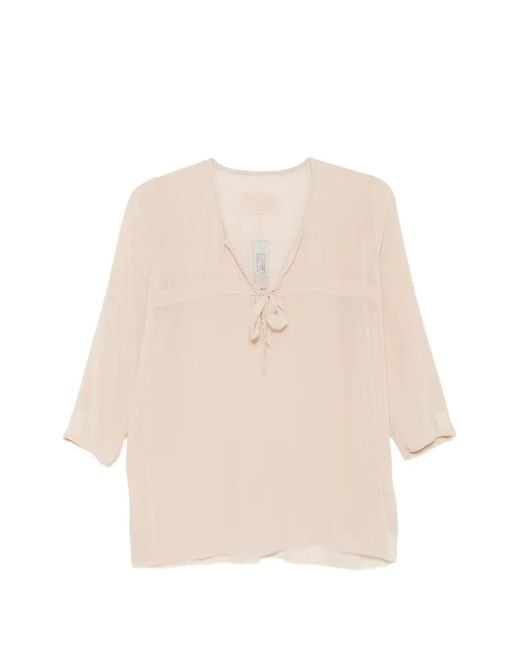 Private 0204 Natural Tie-Neck Blouse