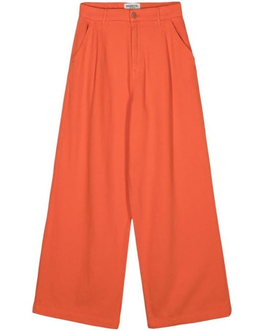 Essentiel Antwerp Orange Wide-leg Cotton Trousers