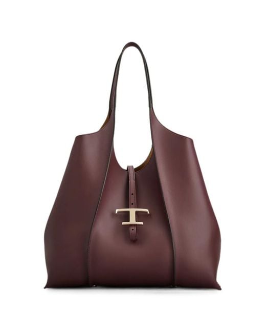 Tod's Purple T Timeless Shopping Bag