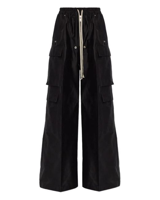 Rick Owens Black Drawstring Pocket Trousers