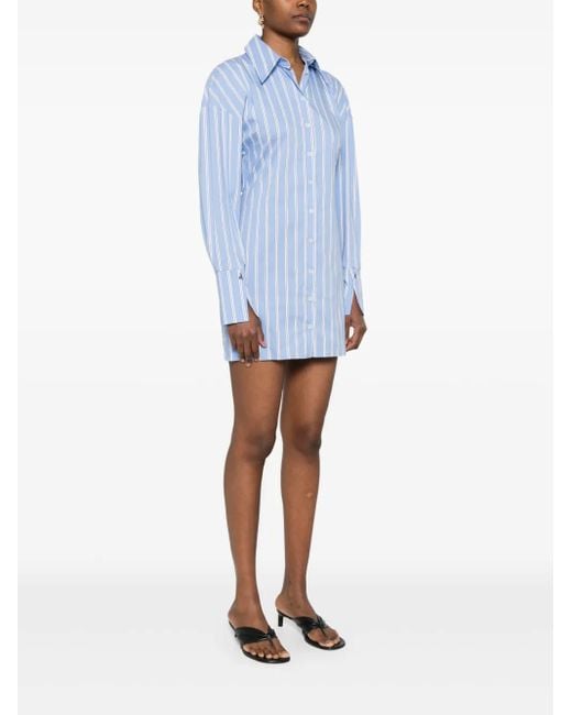 Patrizia Pepe Blue Stripe-Print Shirt Dress