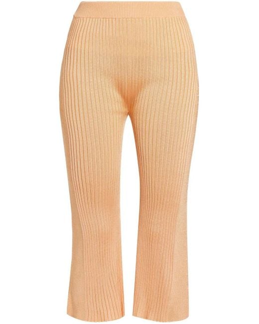 Jil Sander Natural Ribbed-Panel Cropped Trousers
