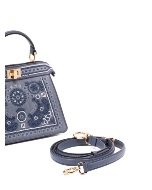 Fendi Blue Peekaboo Iseeu Denim Shoulder Bag