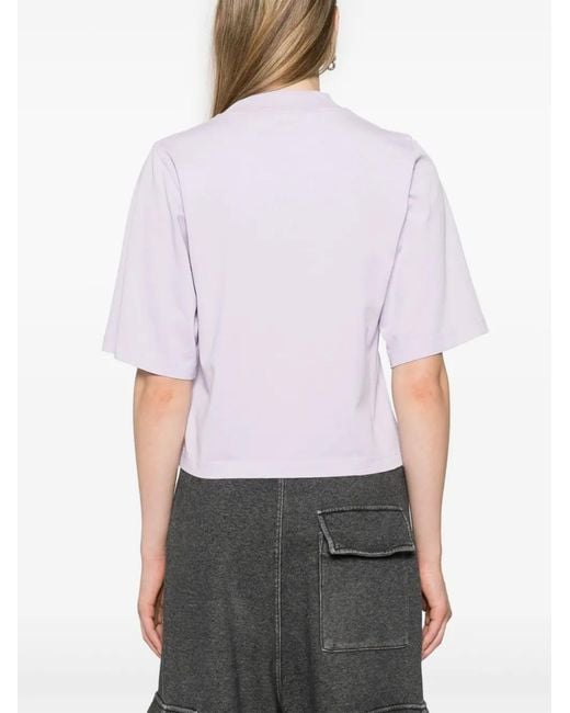 Palm Angels Pink Logo-Print Cotton T-Shirt