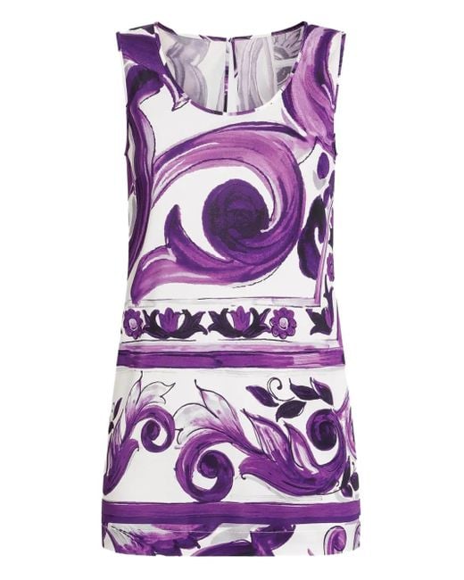 Dolce & Gabbana Purple Maiolica Print Tank Top