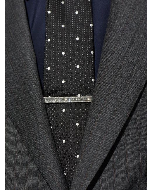 Dolce & Gabbana White Crystal-Embellished Chain-Link Tie Clip for men