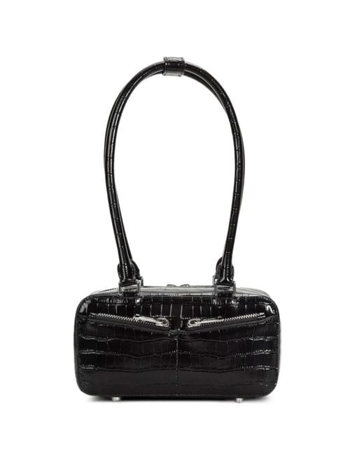 Self-Portrait Black Mini Crocodile-Embossed Leather Bag