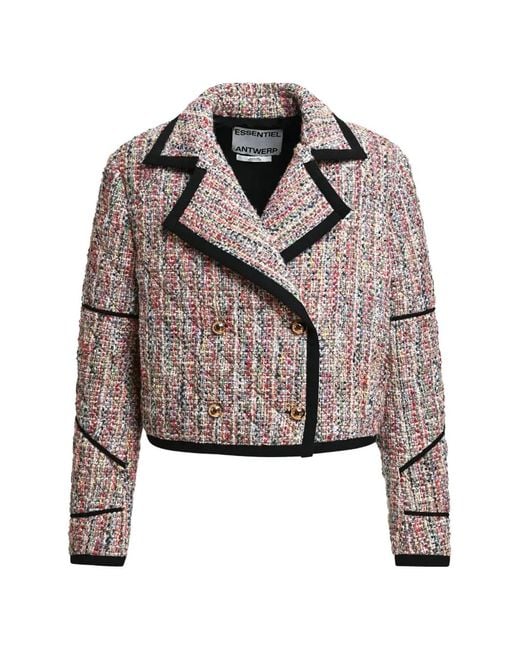 Essentiel Antwerp Natural Kira1 Quilted Double-Breasted Jacket