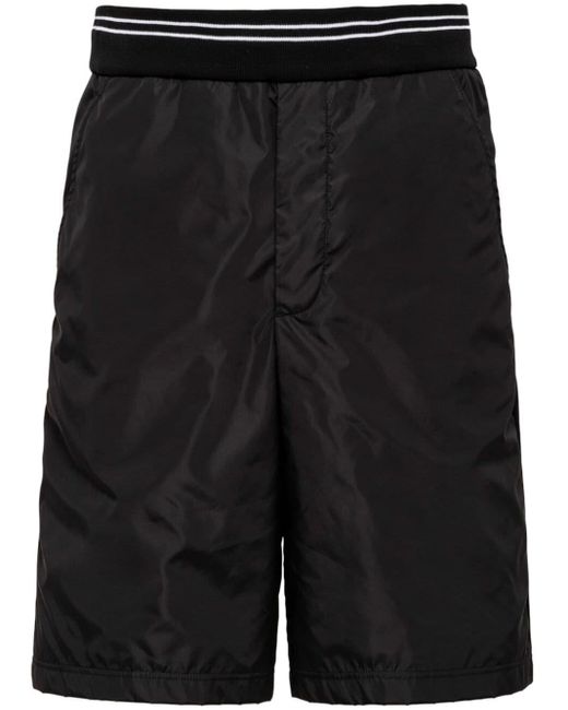 Prada Black Enamel Triangle-logo Elasticated-waist Shorts for men
