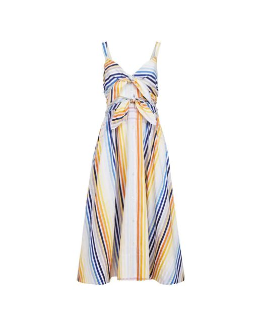 Toccin White Wren Double Tie-Front Midi Cotton Dress