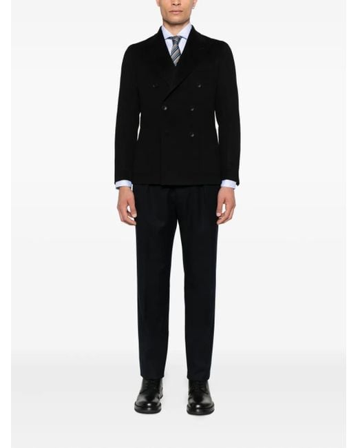 Tagliatore Black Double-Breasted Wool Jacket for men