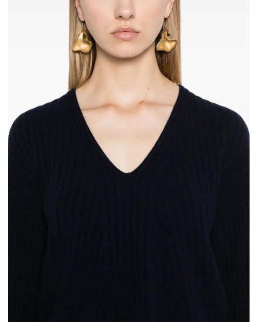 Twinset Black V-Neck Ribbed-Knit Jumper