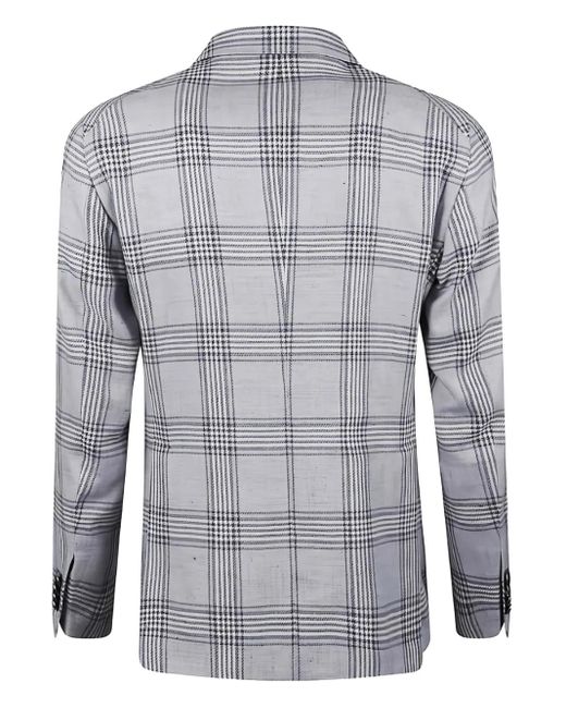Tagliatore Gray Checked Single-Breasted Blazer for men