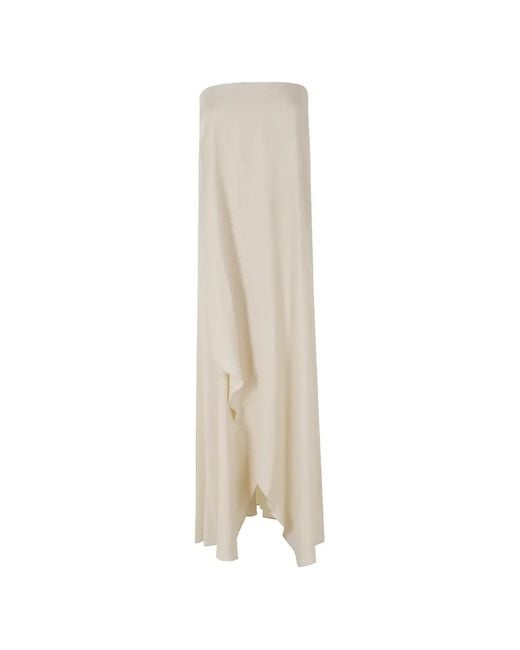 Semicouture White Zoey Strapless Asymmetric Dress
