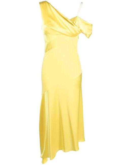 Loewe Yellow Asymmetric Draped Midi Dress