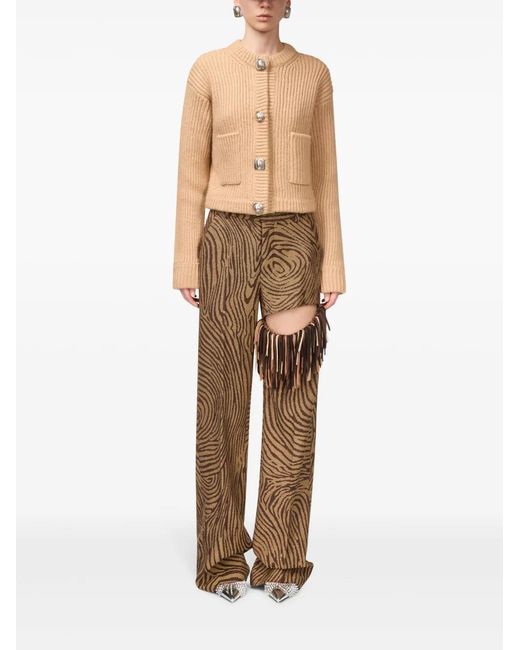 Area Natural Gemstone Button Knit Cardigan