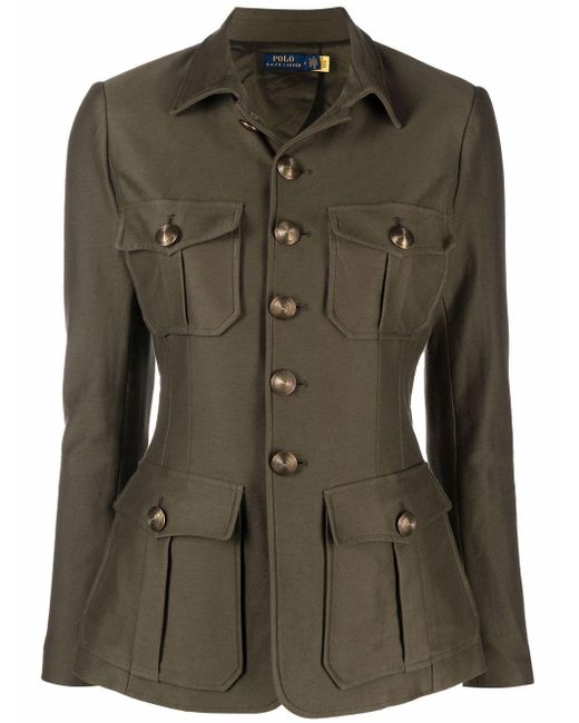 Polo Ralph Lauren Cotton Fitted Military Jacket in Green Lyst