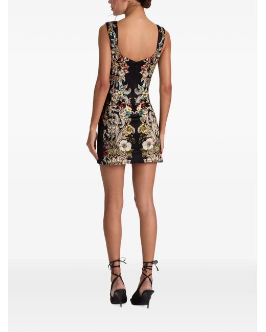 Alice + Olivia Black Renee Floral-Print Sleeveless Mini Dress