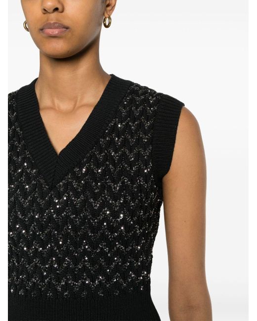 Missoni Black Sequin-Embellished Cable-Knit Gilet