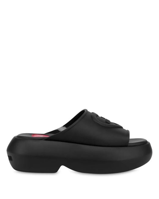 Love Moschino ロゴエンボス サンダル Black