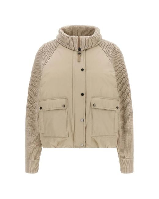 Brunello Cucinelli Natural Monile Ribbed-Knit Jacket