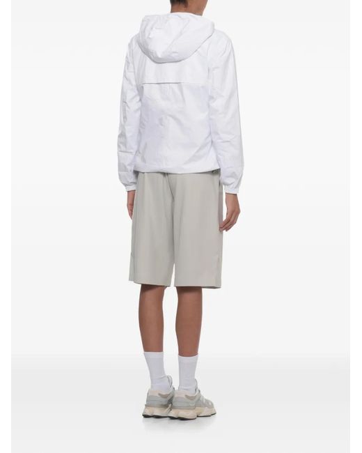 K-Way White Hoodie Logo-Detail Jacket