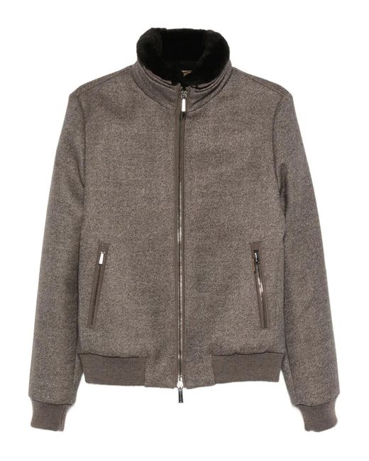 Chaqueta Con Cremallera Y Cuello De Pelo Moorer de hombre de color Brown