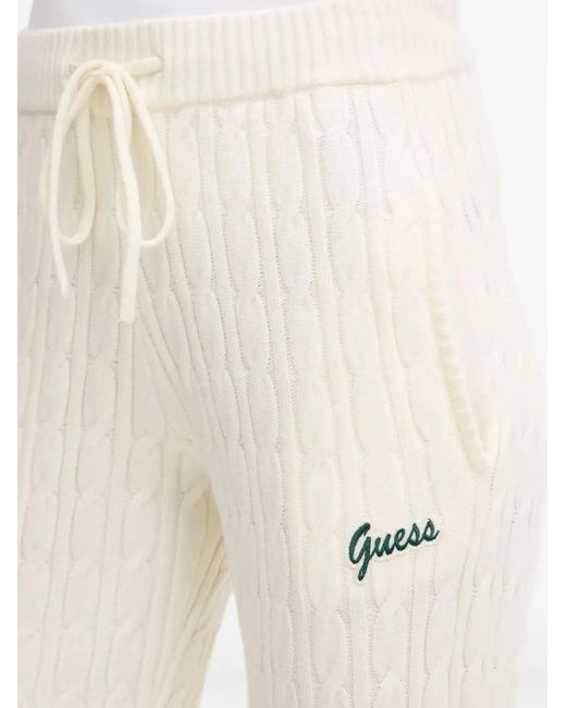 Guess White Cable-Knit Track Pants