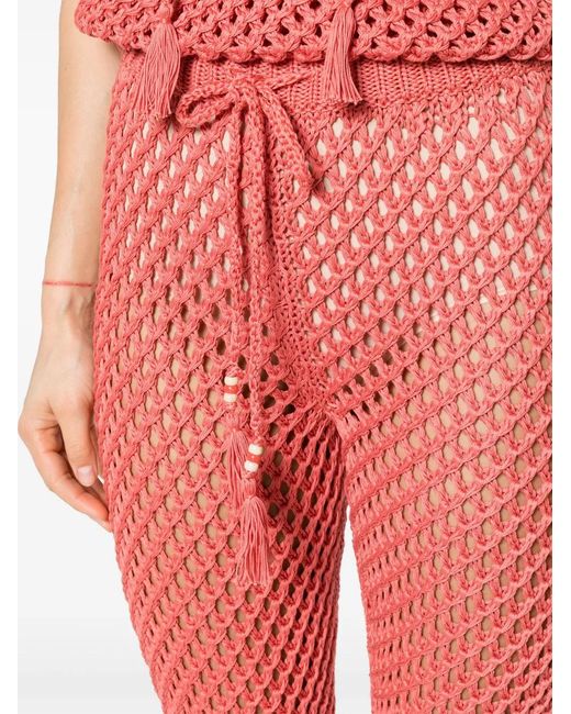 Alanui Red A Love Letter To India Macramé Trousers