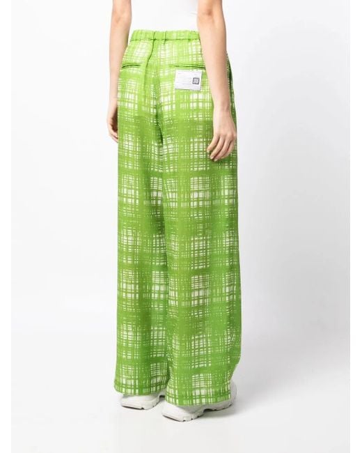 Maison Mihara Yasuhiro Green Random Check Pattern Trousers
