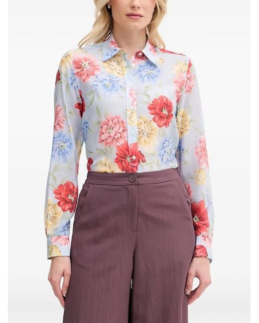 Gant Red Floral-Print Long-Sleeve Shirt