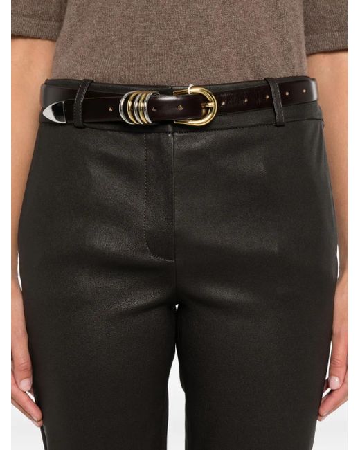 Arma Black Leather Flared Pants