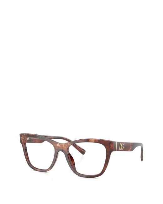 Dolce & Gabbana Brown Logo Rectangle Glasses