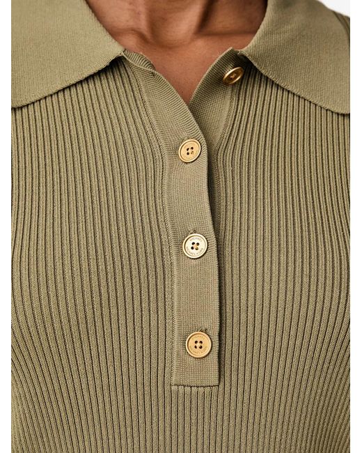 MICHAEL Michael Kors Green Ribbed-Knit Polo Sweater