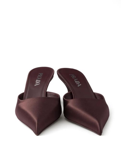 Prada Brown 55Mm Satin Mules