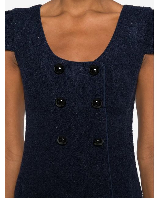 Vestido corto con botones Self-Portrait de color Blue