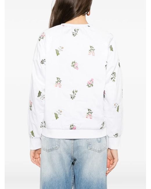 Cynthia Rowley White Floral-Embroidered Pullover
