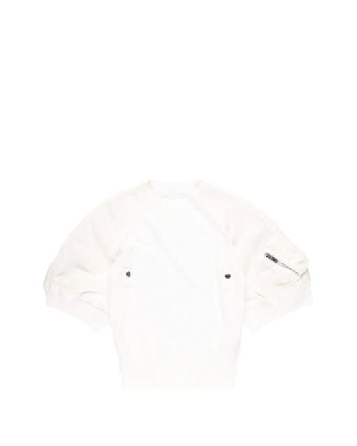 Sacai Natural Twill-Panelled T-Shirt