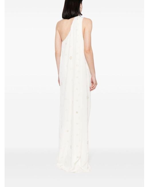 Stella McCartney White Polka-dot One-shoulder Gown